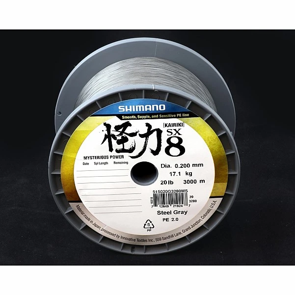 Shimano Kairiki 8 Steel Grey Braided Line  0,20mm / 3000m