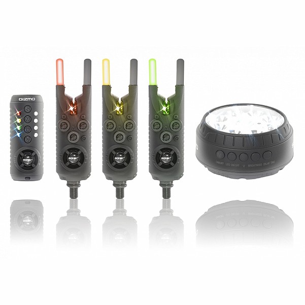 Sonik Gizmo Bite Alarm 3+1 and Bivvy Light rodzaj 3+1 (czerwony + żółty + zielony) - MPN: HC0004 - EAN: 5055279518171