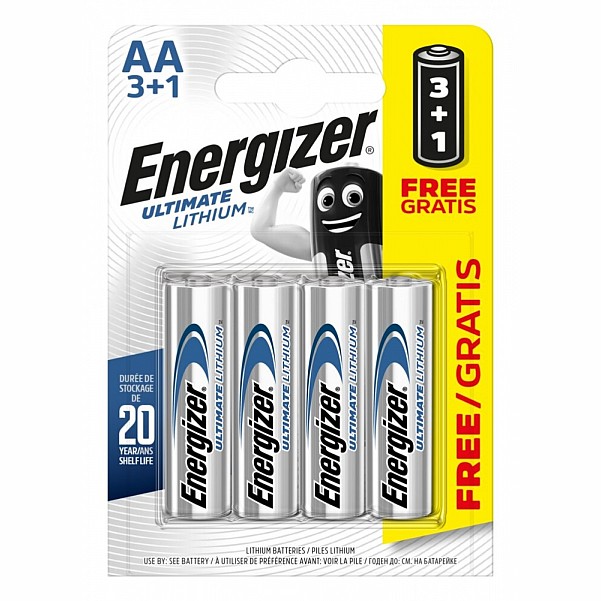 Energizer  - Baterija Ultimate Lithium R6 AA - pakuotėje 4 vnt. - EAN: 7638900289503