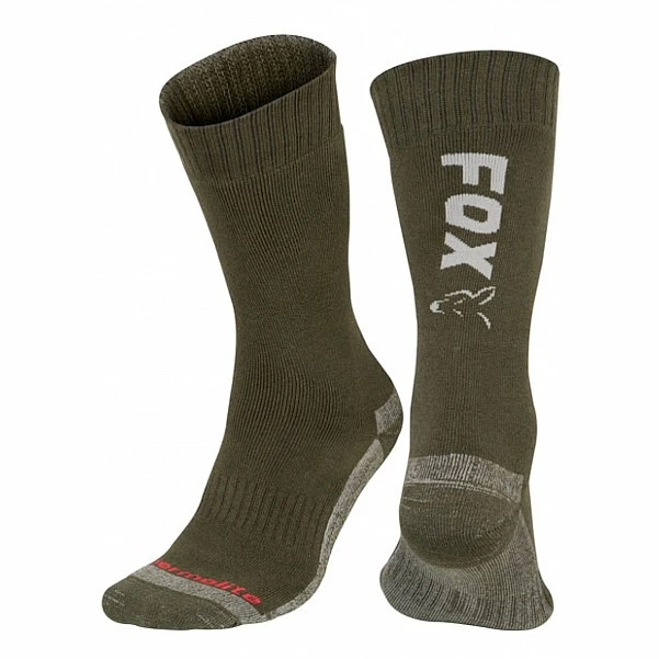 Fox Green / Silver Thermolite Long Socks Size 6-9 UK / 40-43 EU
