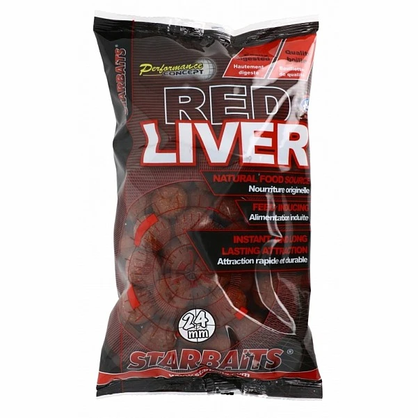 Starbaits Performance Boilies - Red Liver 24 mm / 1kg