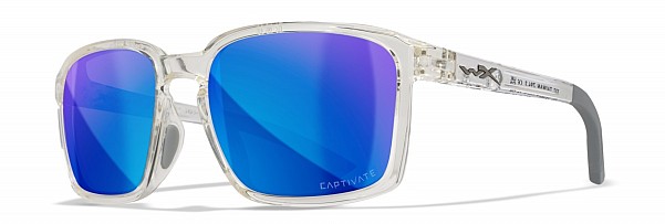 WileyX ALFA Captivate Polarized Blue Mirror Smoke Grey Gloss Clear Crystal Framecolore Cattura Polarizzato Blu Specchio Fumo Grigio - MPN: AC6ALF09 - EAN: 712316006835