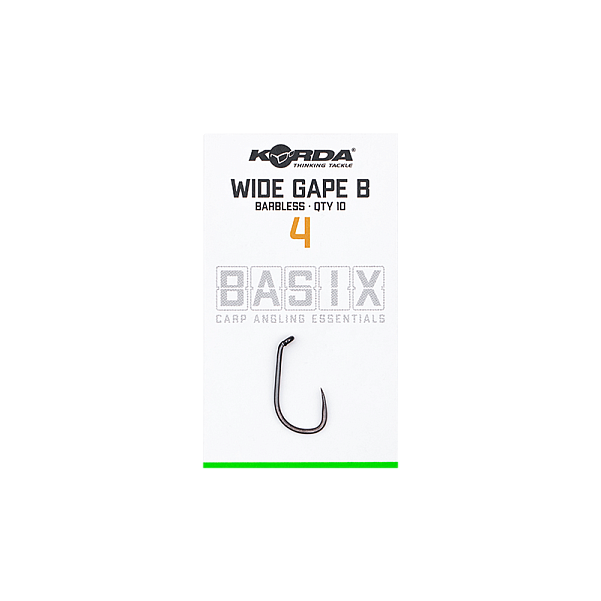 Korda Basix Wide Gape Hooks Barblesstamaño 4 - MPN: KBX005 - EAN: 5060660633562