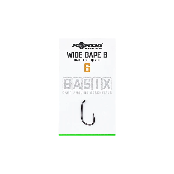 Korda Basix Wide Gape Hooks Barbless 6