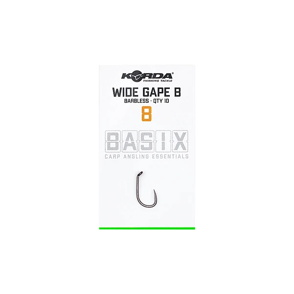 Korda Basix Wide Gape Hooks Barbless 8