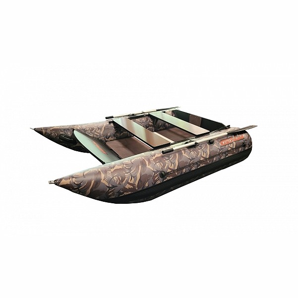NawiPoland CAT 450 Inflatable Boat  - Katamaranasmodelis žalias/grindys pilnos + aliuminio sustiprinimai - MPN: CAT450