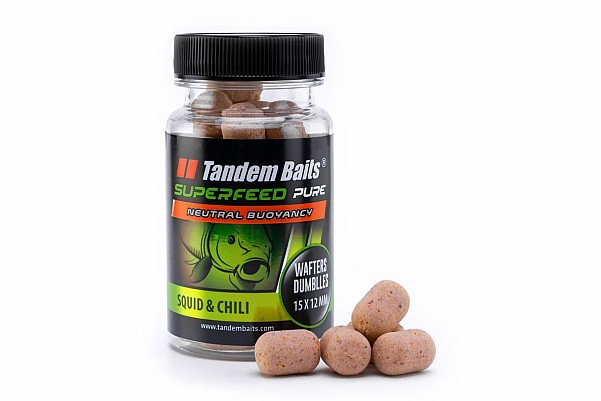 TandemBaits SuperFeed Pure Dumbells Wafters - Squid and Chili tamaño 12/15mm / 30g - MPN: 26446 - EAN: 5907666675335