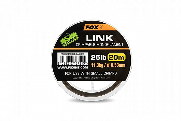 Fox Edges Link Trans Khaki Crimpable Monofilamenttipo 0,53mm/25lb - MPN: CAC790 - EAN: 5056212159215