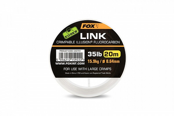 Fox Edges Link Crimpable Illusion Fluorocarbontipo 0,64 mm / 35 svarų - MPN: CAC791 - EAN: 5056212159222