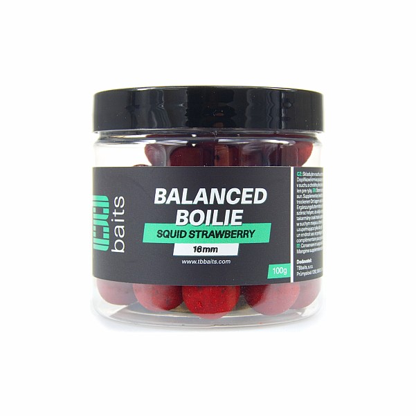 TB Baits Balanced Boilie + Attractor GLM Squid Strawberryméret 16mm / 100g - MPN: TB00612 - EAN: 8596601006128