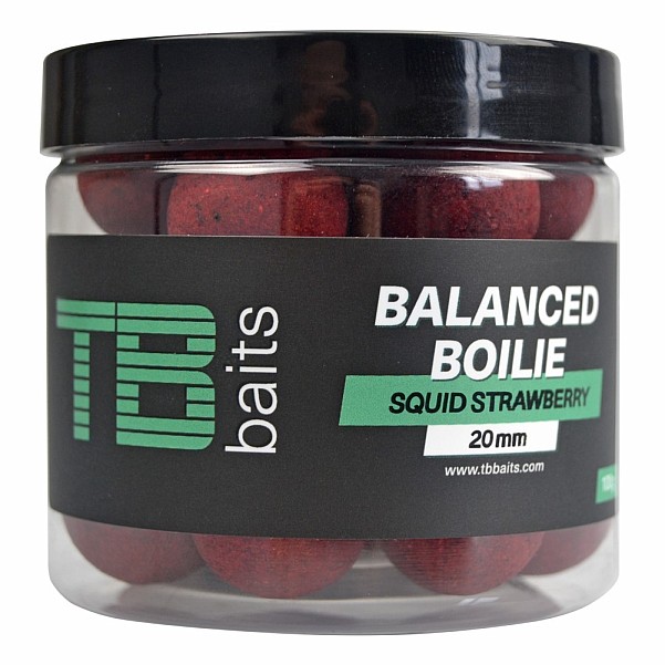 TB Baits Balanced Boilie + Attractor GLM Squid Strawberryméret 20mm / 100g - MPN: TB00219 - EAN: 8596601002199