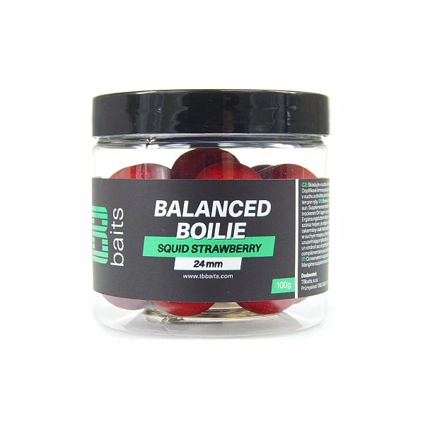 TB Baits Balanced Boilie + Attractor GLM Squid Strawberry 24 мм / 100 г