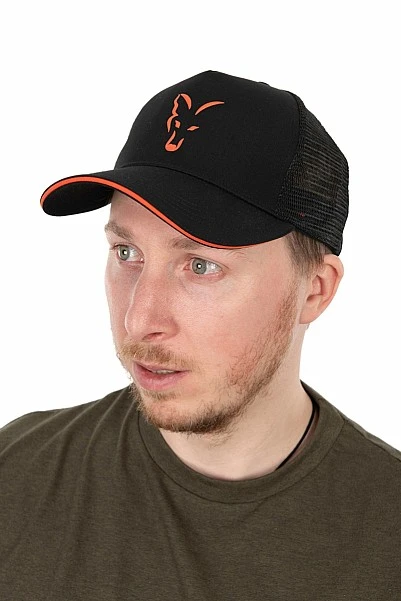 Fox Collection Trucker Cap Black & Orange uniwersalny