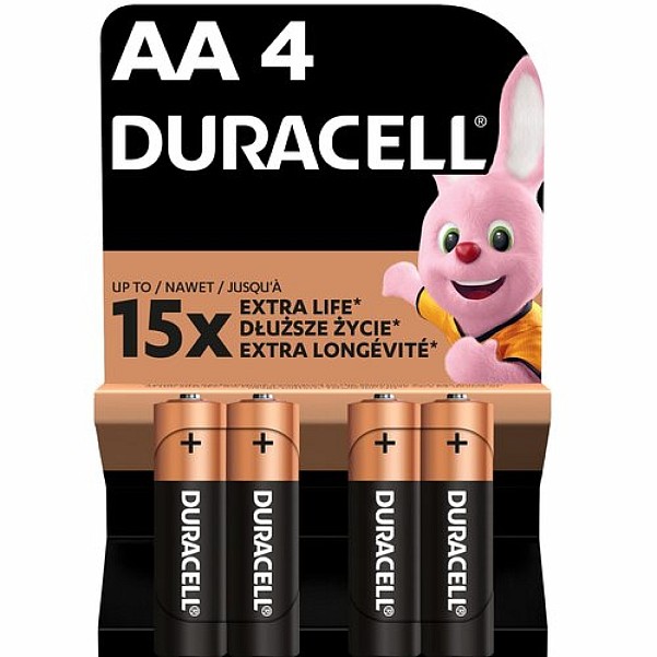 DURACELL  - AA Batteries - 4-Pack Blisterpackaging 4 pcs (blister pack) - MPN: LR6 4BL - EAN: 5000394127050