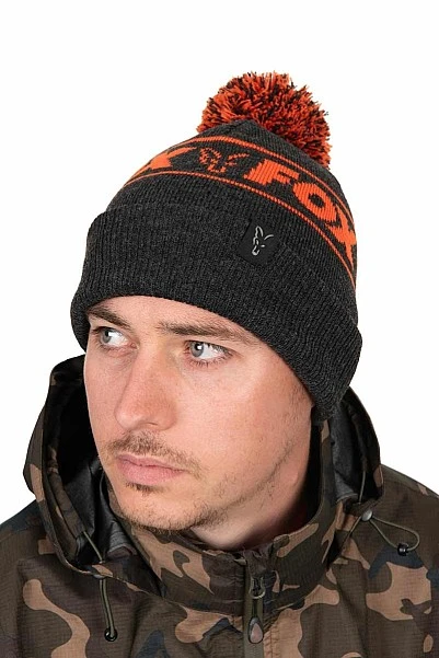 Fox Collection Bobble Hat - Black & Orange uniwersalny