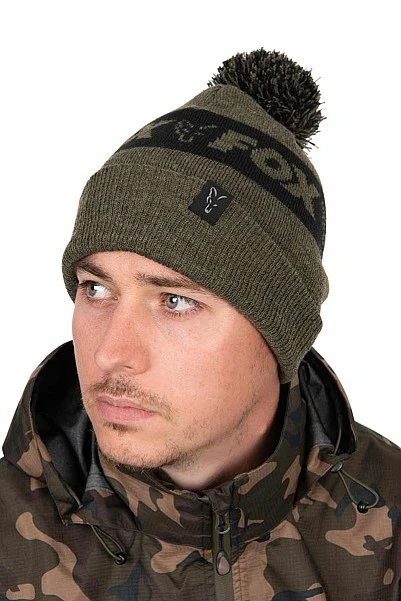 Fox Collection Bobble Hat - Green & Black uniwersalny
