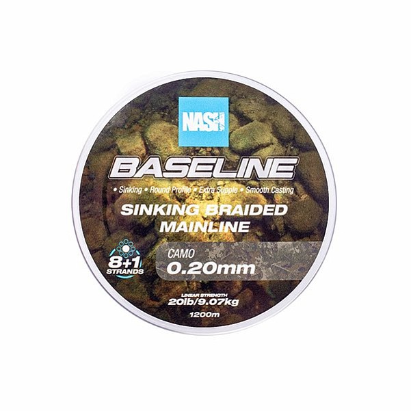Nash Baseline Sinking Braid CAMOdydis 0,20 mm (20lb) / 1200 m - MPN: T6004 - EAN: 5055108960041