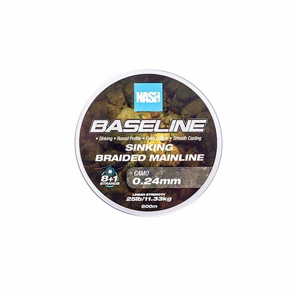 Nash Baseline Sinking Braid CAMOGröße 0,25mm (25lb) / 600m - MPN: T6001 - EAN: 5055108960010