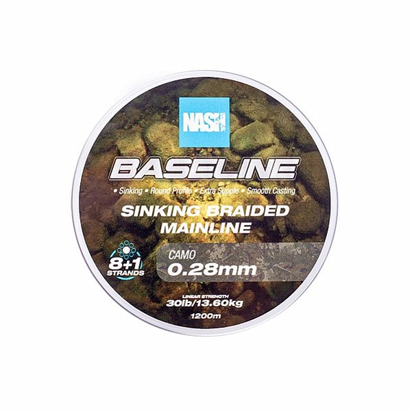 Nash Baseline Sinking Braid CAMOtamaño 0.28mm (30lb) / 1200m - MPN: T6006 - EAN: 5055108960065