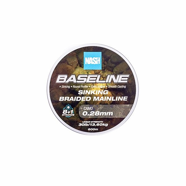 Nash Baseline Sinking Braid CAMOGröße 0,28mm (30lb) / 600m - MPN: T6002 - EAN: 5055108960027