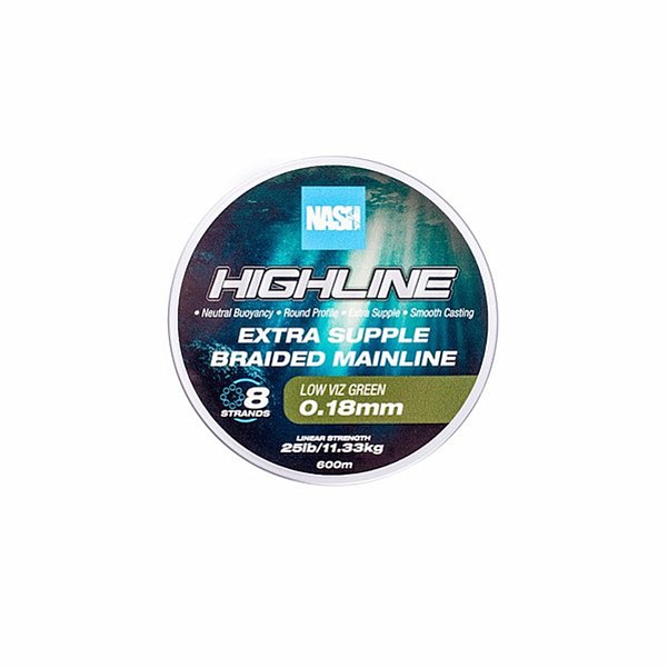 Nash Highline Floating Braid Greensize 0.18mm / 600m - MPN: T6016 - EAN: 5055108960164