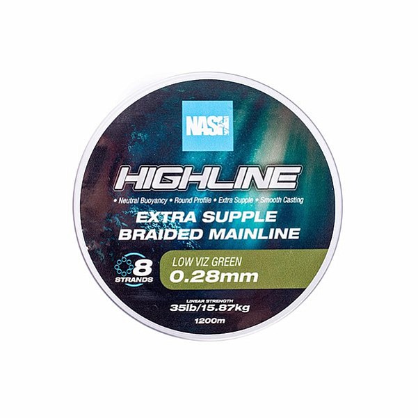Nash Highline Floating Braid Greenрозмір 0.28 мм / 1200 м - MPN: T6022 - EAN: 5055108960225