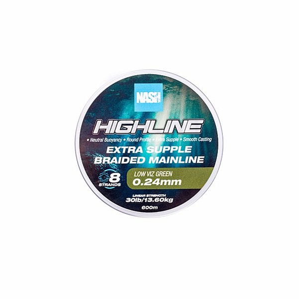 Nash Highline Floating Braid Greensize 0.28mm / 600m - MPN: T6018 - EAN: 5055108960188