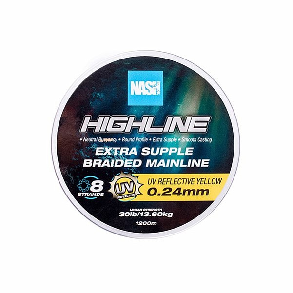 Nash Highline Floating Braid UV Yellow velikost 0,24mm / 1200m - MPN: T6032 - EAN: 5055108960324