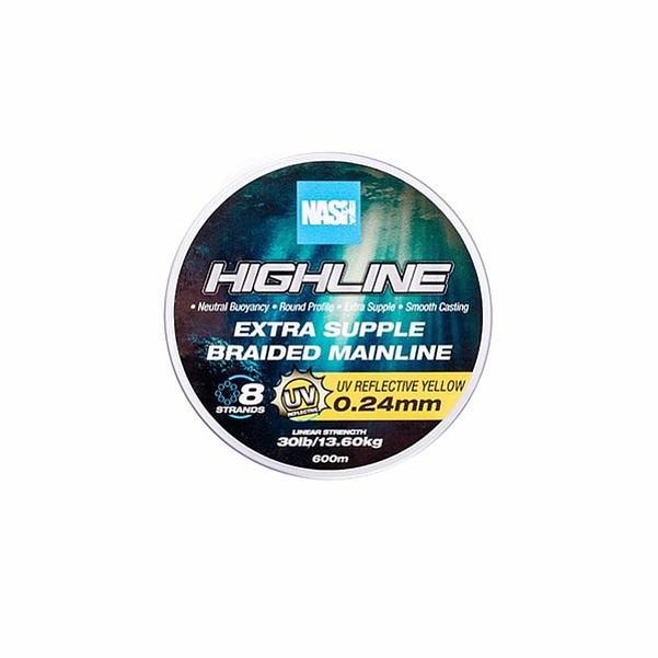 Nash Highline Floating Braid UV Yellow Größe 0,24mm / 600m - MPN: T6028 - EAN: 5055108960287