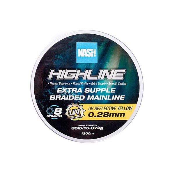 Nash Highline Floating Braid UV Yellow size 0.28mm / 1200m - MPN: T6033 - EAN: 5055108960331