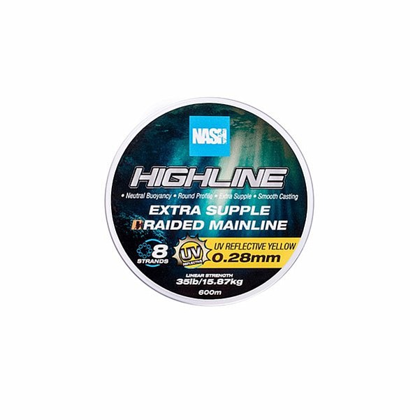 Nash Highline Floating Braid UV Yellow velikost 0,28mm / 600m - MPN: T6029 - EAN: 5055108960294