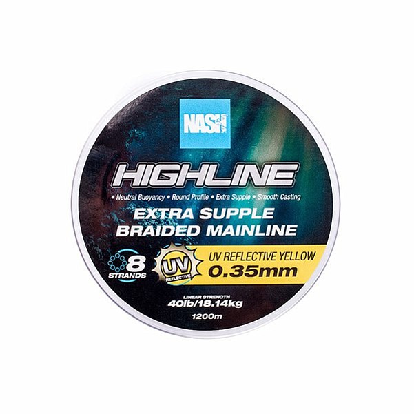 Nash Highline Floating Braid UV Yellow tamaño 0.35mm / 1200m - MPN: T6034 - EAN: 5055108960348