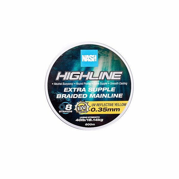 Nash Highline Floating Braid UV Yellow tamaño 0.35mm / 600m - MPN: T6030 - EAN: 5055108960300