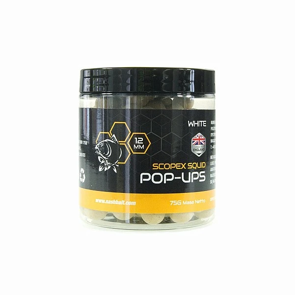 Nash Scopex Squid Pop Up - White 12mm/ 75g
