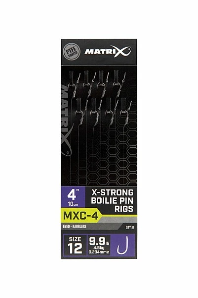 Matrix MXC-4 Barbless X-Strong Boilie Pin Rigs - 10cm 12/0.23mm