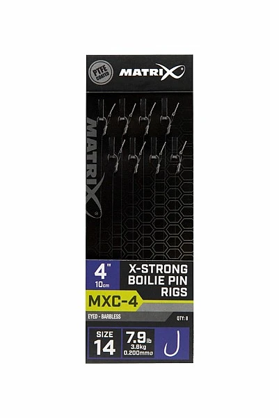 Matrix MXC-4 Barbless X-Strong Boilie Pin Rigs - 10cm 14/0.20mm