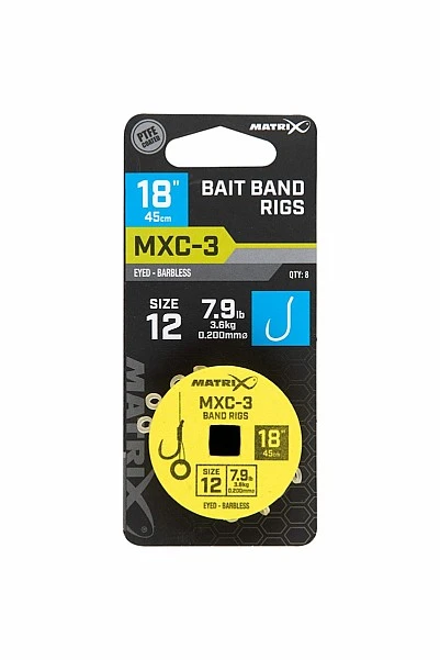 Matrix MXC-3 Barbless Bait Band Rigs - 45cm 12/0.20mm