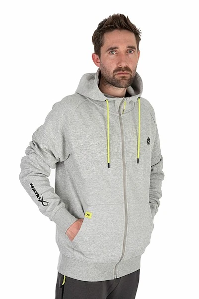 Matrix Full Zip Hoody Marl Grey/Lime - Black Edition Range M