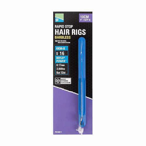 Preston Innovations KKM-B Rapid Stop Hair Rig Barbless - 10cm 18 / 0.17mm (3.09kg) / 10cm