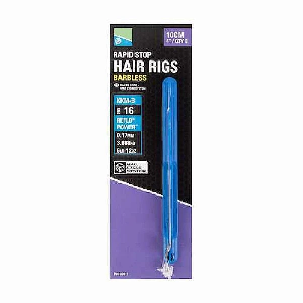 Preston Innovations KKM-B Rapid Stop Hair Rig Barbless - 10cm 18 / 0.17mm (3.09kg) / 10cm