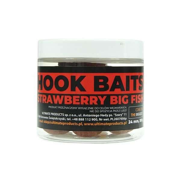 UltimateProducts Top Range Hookbaits - Strawberry Big Fishtaille 24 mm - EAN: 5903855434363