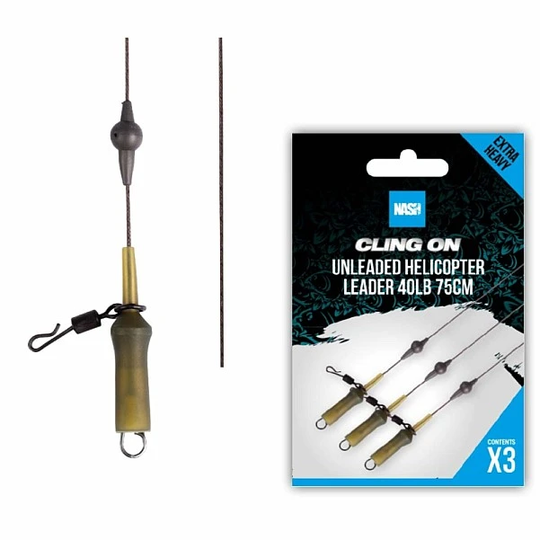 Nash Ready Tied Unleaded Helicopter Leader 40lb / 75cm