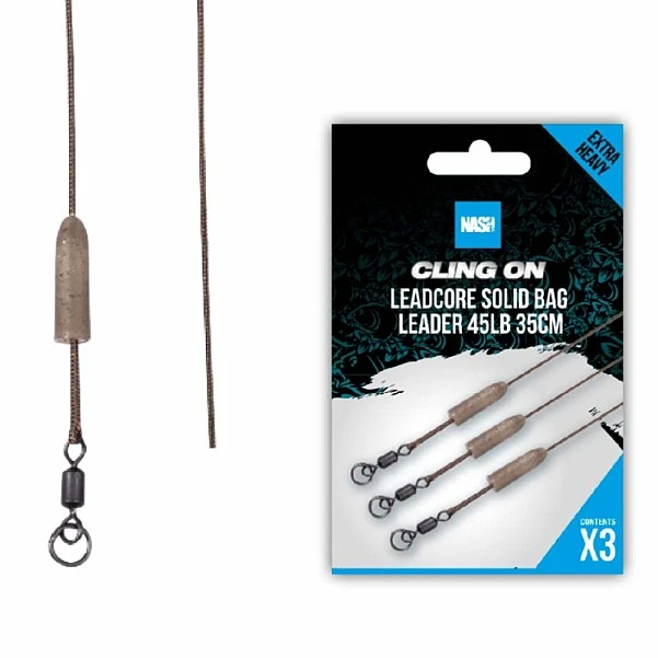 Nash Ready Tied Leadcore Solid Bag Leader  45lb / 35cm