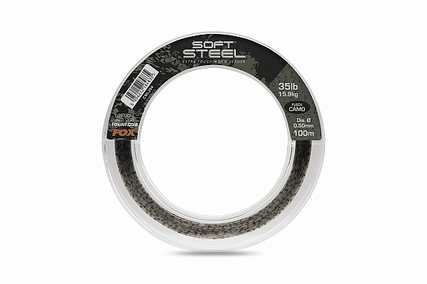 Fox Soft Steel Fleck Camo Leaderversion 0.50mm / 35lb (15.9kg) x 100m - MPN: CML204 - EAN: 5056212184835