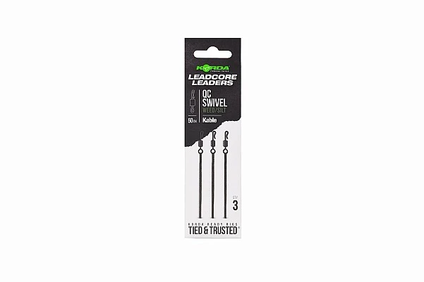 Korda Kable Leadcore Leader QC Swivel 50cm  50cm / Weed Green