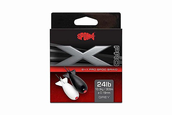  Spomb X Pro Braid Grey 8+1modell 0.18mm / 24lbs / 300m - MPN: DBL004 - EAN: 5056212183784
