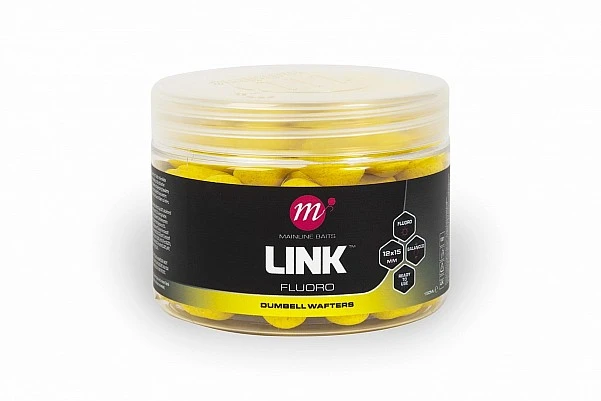 Mainline Link Fluoro Dumbell Wafters - Yellow 12x15mm