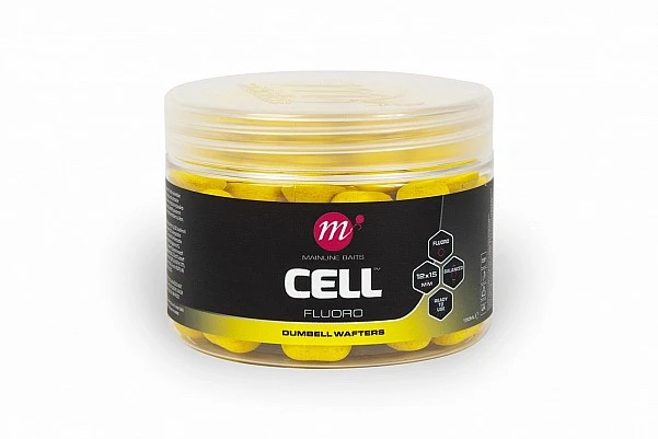 Mainline Cell Fluoro Dumbell Wafters - Yellow 12x15mm