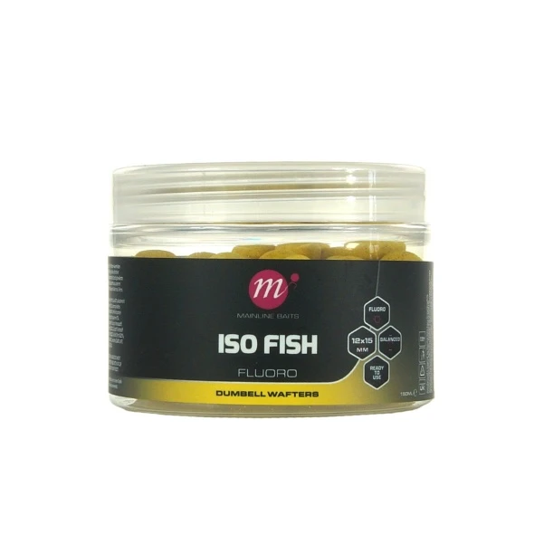 Mainline ISO Fish Fluoro Dumbells Wafters - Yellow 15x12mm