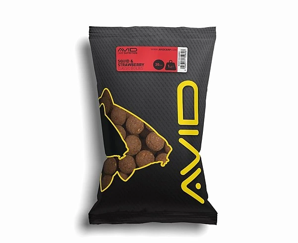 Avid Carp Squid & Strawberry Boilies 20 mm - 1 kg